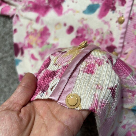 ST JOHN COLLECTION Women's Medium Floral Cardigan Sweater - Picture 7 of 8